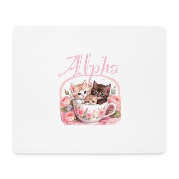 katze in tasse,katze, tasse,alpha, rosa, rosen - Mousepad (Querformat) - Weiß - Vorne