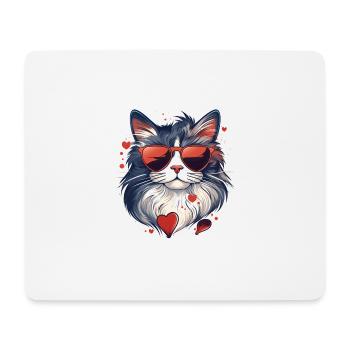 Chat amour - Tapis de souris (format paysage) - blanc - Devant