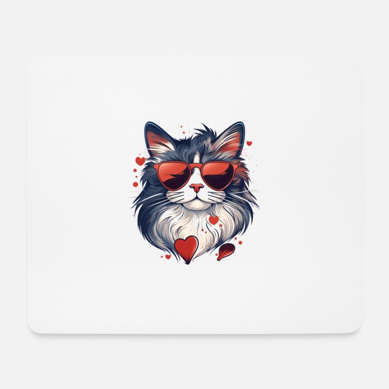 Katzenliebe - Mousepad (Querformat) - Weiß