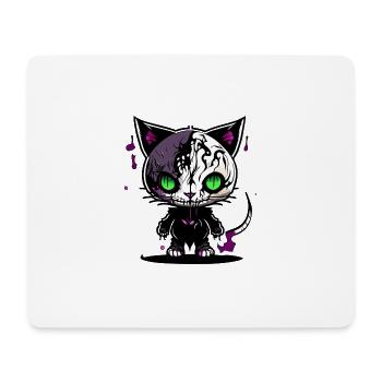 Chat Zombie Yeux Verts - Tapis de souris (format paysage) - blanc - Devant