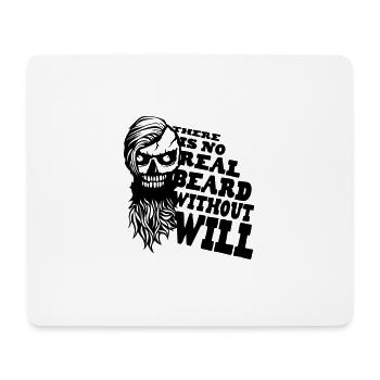 tete mort hipster citation barbe real beard will b - Tapis de souris (format paysage) - blanc - Devant