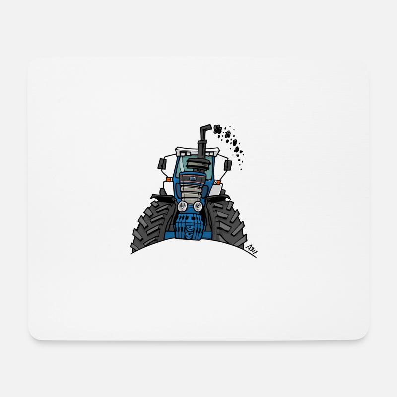 0538 blue tractor - Mouse Pad (horizontal) - white