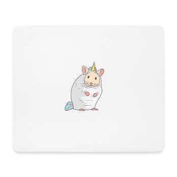 Hamster in einem Einhorn Kostüm - Nager Liebhaber - Mousepad (Querformat) - Weiß - Vorne