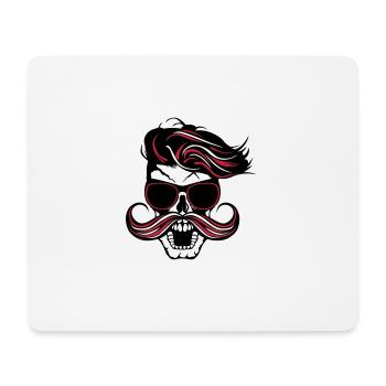 tete de mort hipster fantaisie punk coiffure moust - Mousepad (Querformat) - Weiß - Vorne