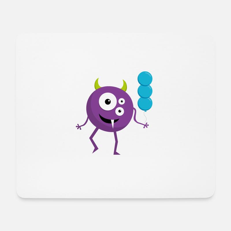 Spaß Monster mit Ballons - Mousepad (Querformat) - Weiß