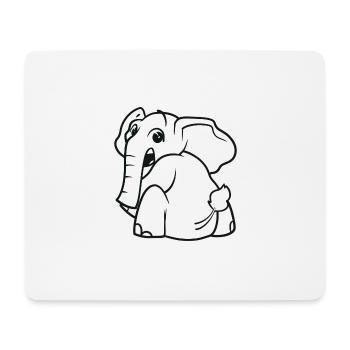 Elefant dreht sich um - überrascht, erschrocken - Mousepad (Querformat) - Weiß - Vorne
