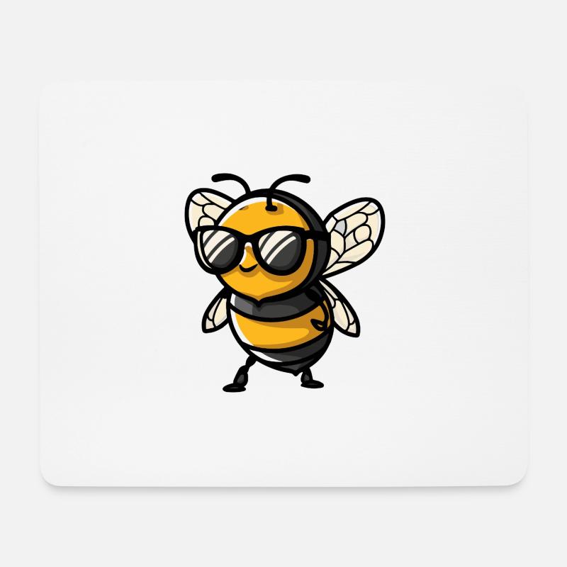 Biene Cool Tier - Mousepad (Querformat) - Weiß