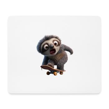 Paresseux sur le skateboard Drôle, lent, cool, frais - Tapis de souris (format paysage) - blanc - Devant