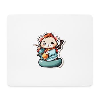 Chinesische Glückskatze - Mousepad (Querformat) - Weiß - Vorne