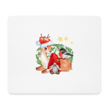 Wichtel Nils mit Rentier Freya - Mousepad (Querformat) - Weiß - Vorne