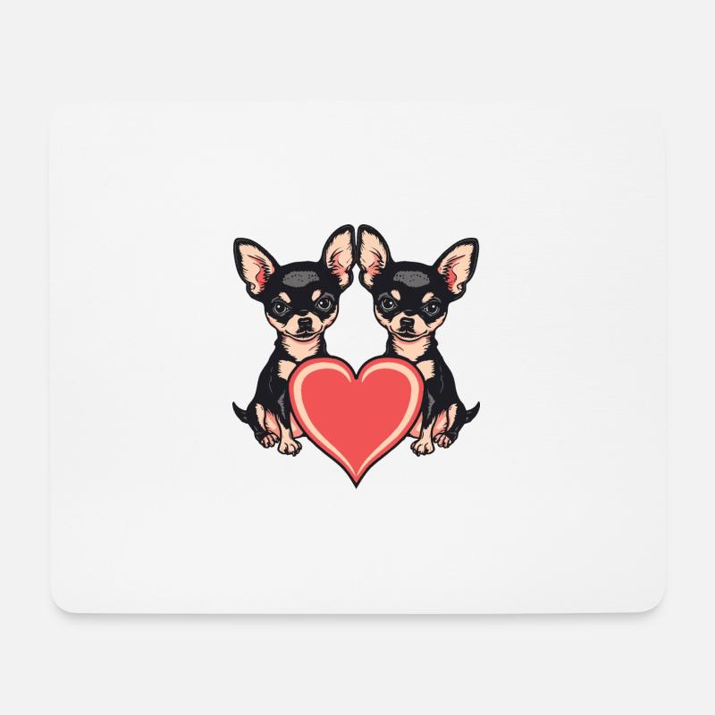 Chihuahua Hunde Paar Liebe Couple Verliebt - Mousepad (Querformat) - Weiß