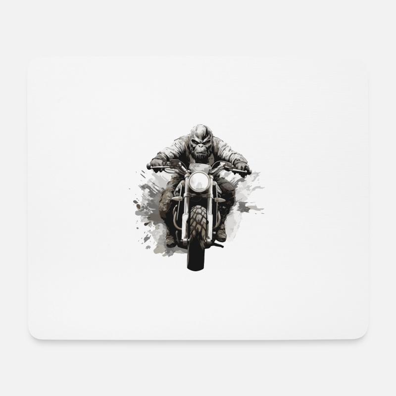 Gorilla Motorrad Biker Beast - Mousepad (Querformat) - Weiß