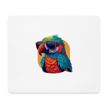 Farbenfroher Charmer: Retro Papagei T-Shirt - Mousepad (Querformat) - Weiß - Vorne