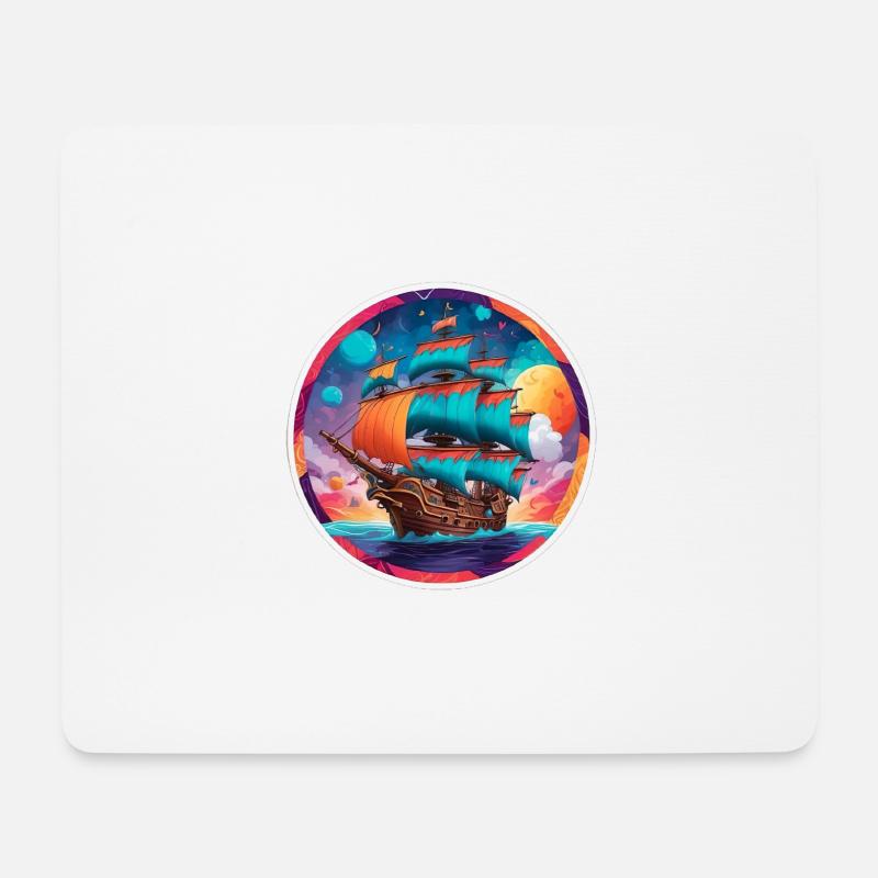 colorful pirateship - Mousepad (Querformat) - Weiß