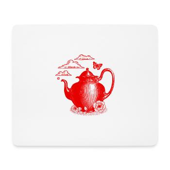 Rote Teekanne Vintage - Mousepad (Querformat) - Weiß - Vorne