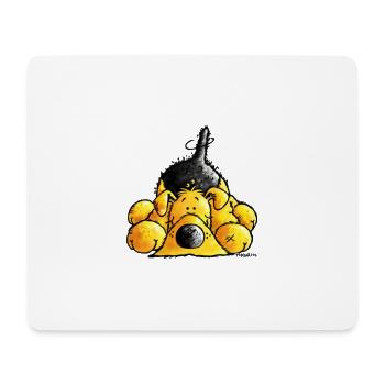 "Aron" - Airedale Terrier - dog cartoon- shirt - Mouse Pad (horizontal) - white - Front