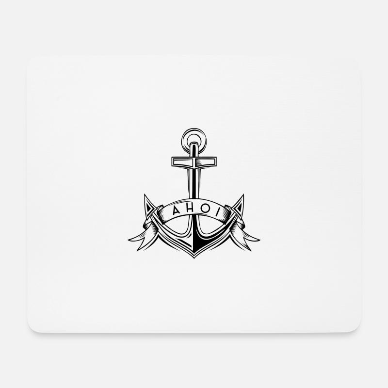 Maritim Anker Design Ahoi Ahoj Anchor - Mousepad (Querformat) - Weiß