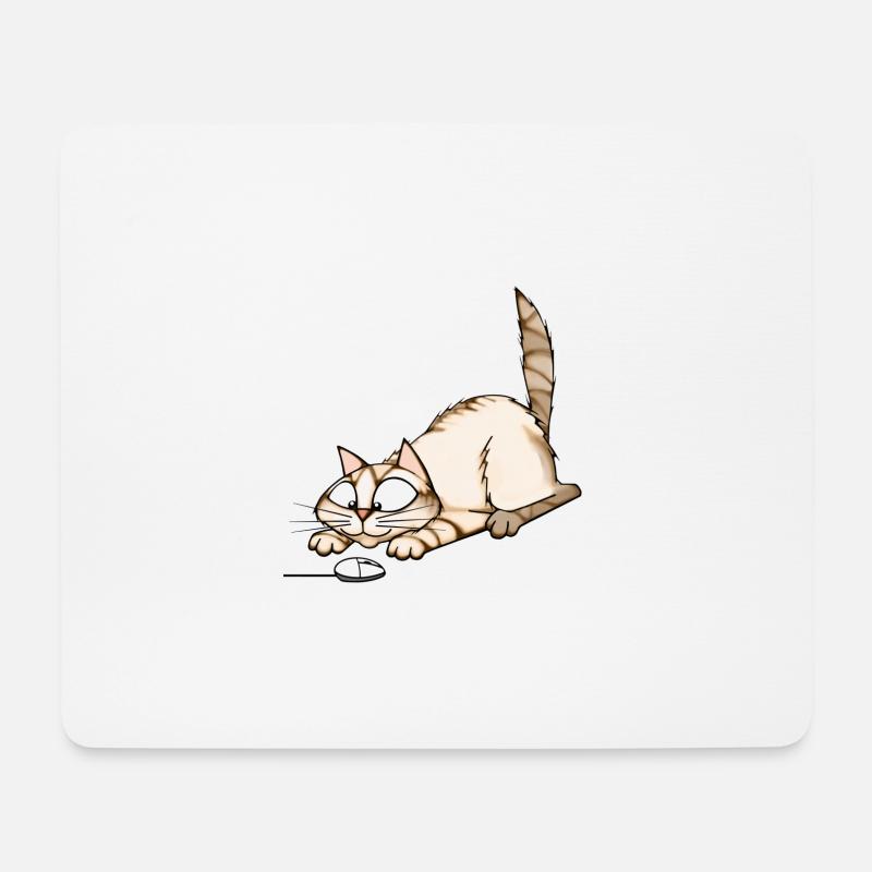 Cat and PC Mouse - Mouse Pad (horizontal) - white