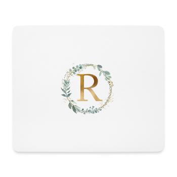 Customizable Monogram R Wreath Botany - Mouse Pad (horizontal) - white - Front