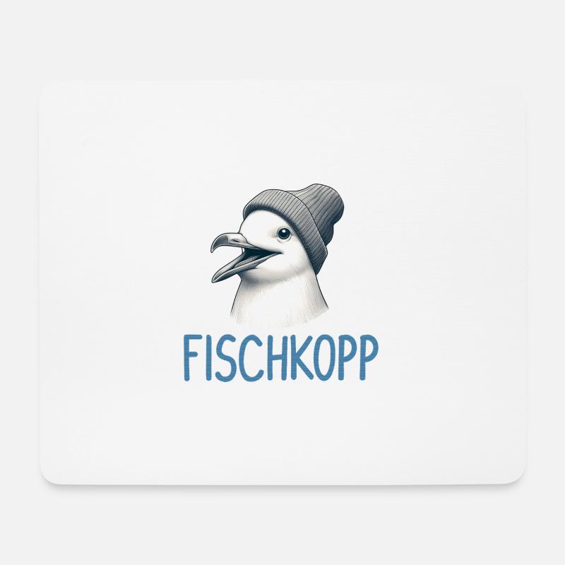 Moin Möwe Vogel Fischkopp Hamburg Beanie Mütze - Mousepad (Querformat) - Weiß