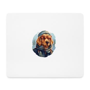 Frostige Pfoten: Golden Retriever im Winter - Mousepad (Querformat) - Weiß - Vorne