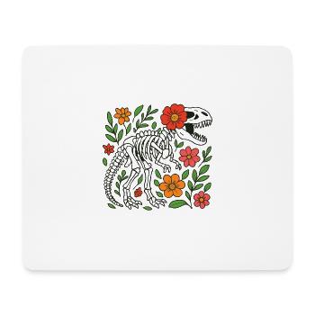 T Rex Skelett mit Blumen - Mousepad (Querformat) - Weiß - Vorne