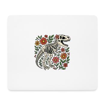 T Rex Skeleton with Flowers - Mouse Pad (horizontal) - white - Front
