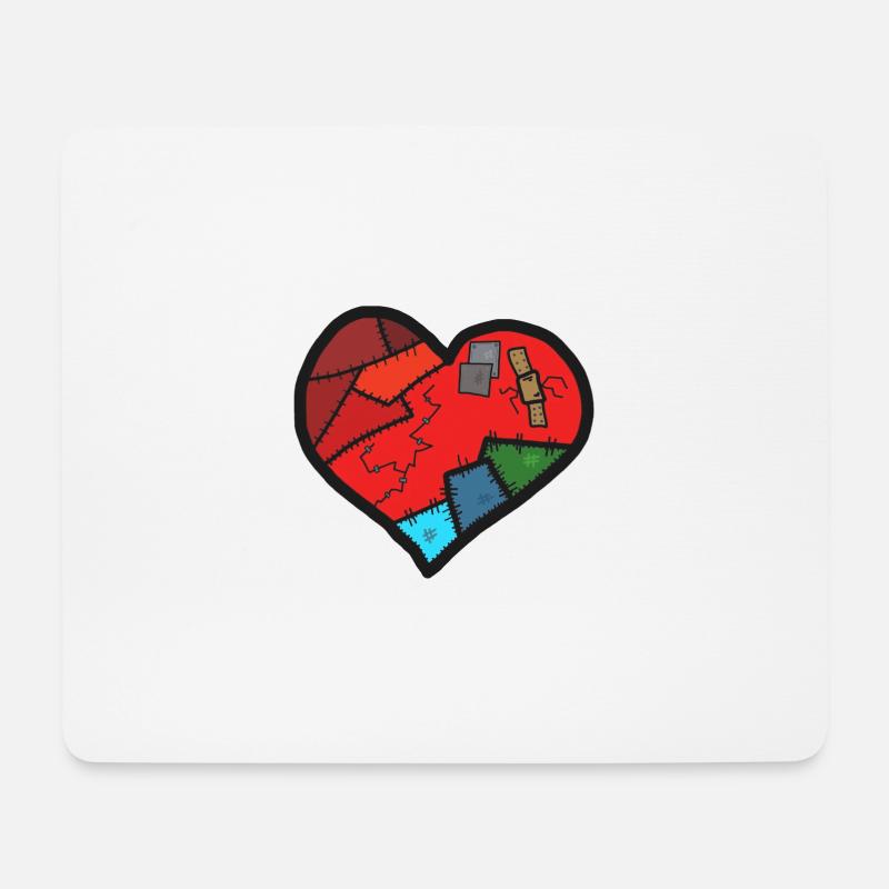 Geflicktes Herz - Mousepad (Querformat) - Weiß