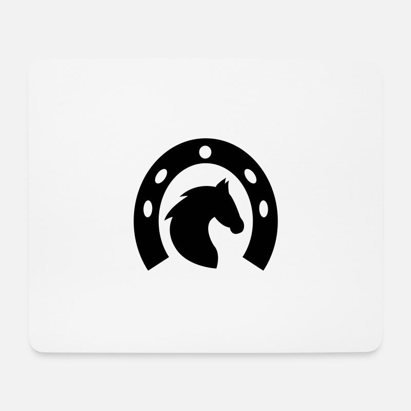 Pferd mit Hufeisen, Pferde, Reiten, Reitsport - Mousepad (Querformat) - Weiß