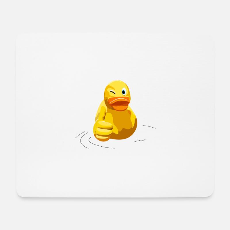 Ente - Duck - Daumen Hoch mit Wink Augen Smile - Mousepad (Querformat) - Weiß