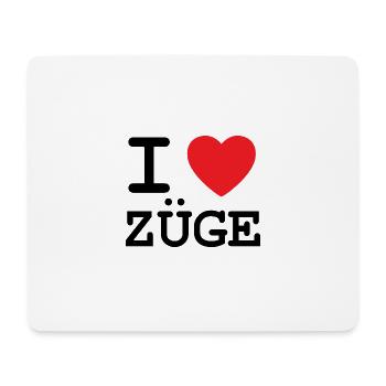 Ich liebe Züge - I Love Trains - Mousepad (Querformat) - Weiß - Vorne