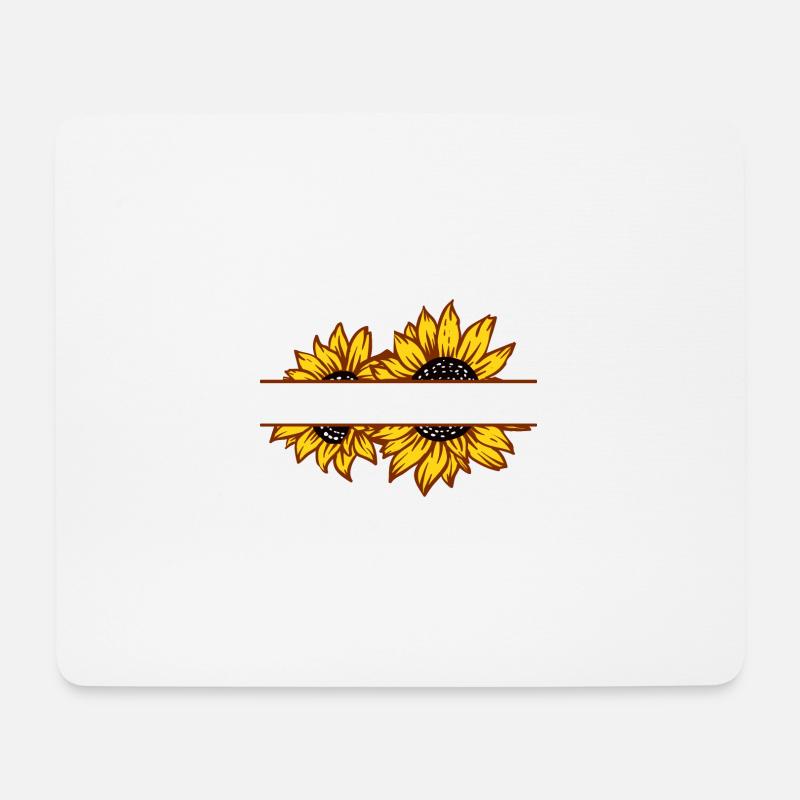Doppelte Sonnenblumen-Split-Farbe - Mousepad (Querformat) - Weiß