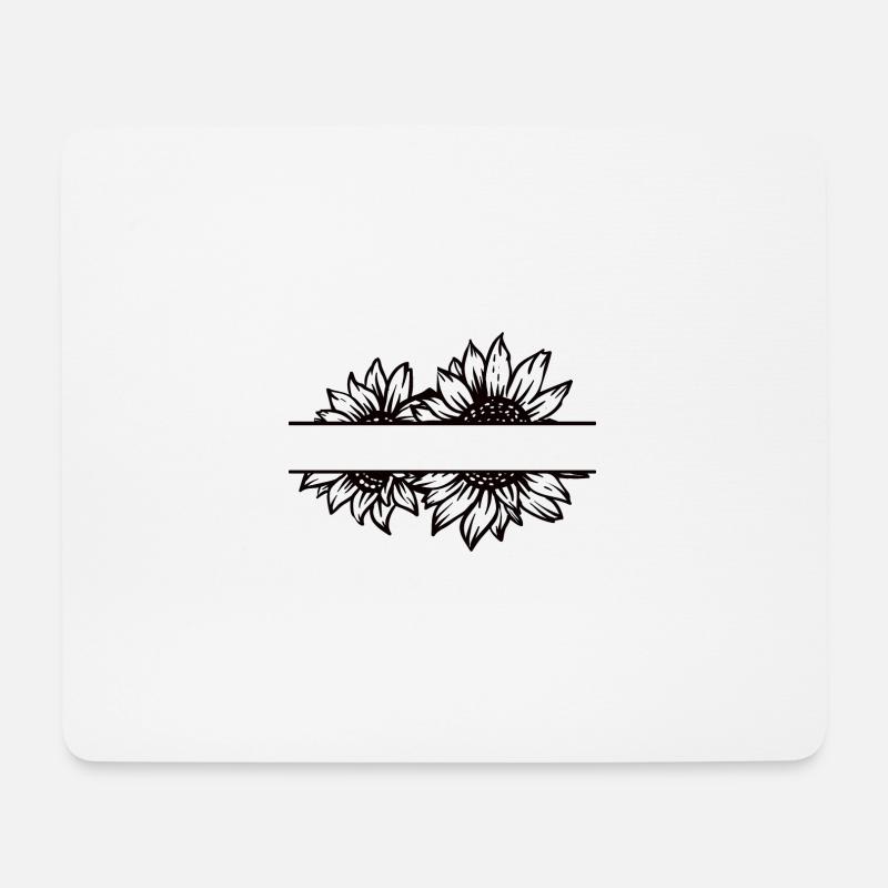 Doppel Sonnenblume split schwarz - Mousepad (Querformat) - Weiß