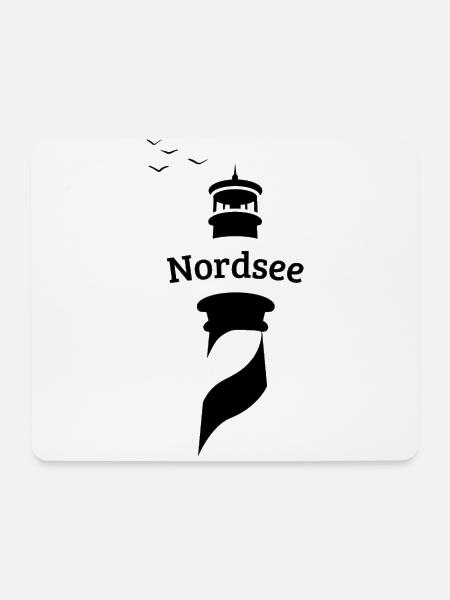 Nordsee Leuchtturm - Möwen - Mousepad (Querformat) - Weiß