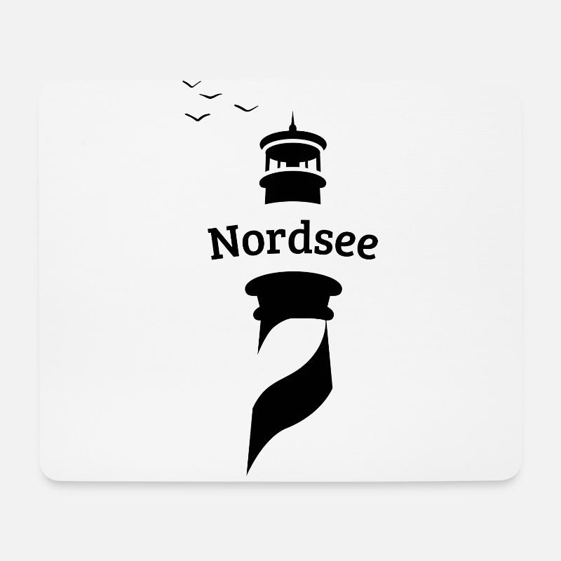 Nordsee Leuchtturm - Möwen - Mousepad (Querformat) - Weiß