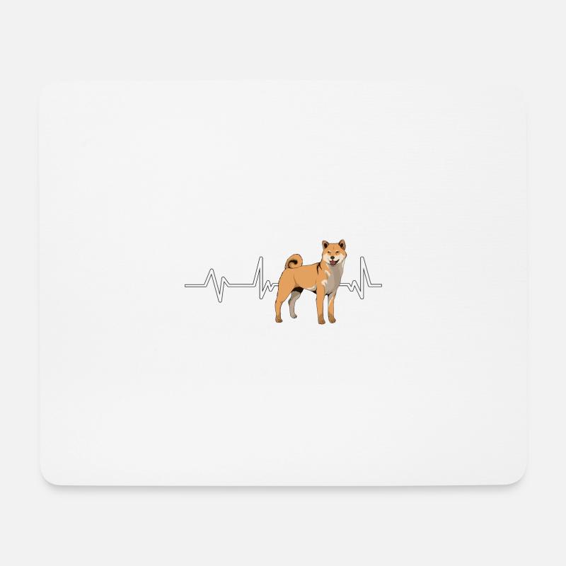 Shiba Inu Heartbeat - Mousepad (Querformat) - Weiß