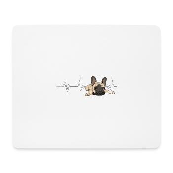 French Bulldog Frenchie Heartbeat - Mouse Pad (horizontal) - white - Front
