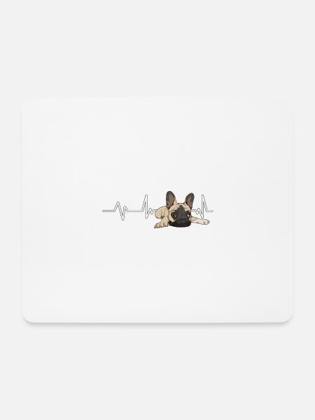 French Bulldog Frenchie Heartbeat - Mouse Pad (horizontal) - white