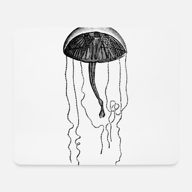 Qualle vintage Zeichnung - Mousepad (Querformat) - Weiß
