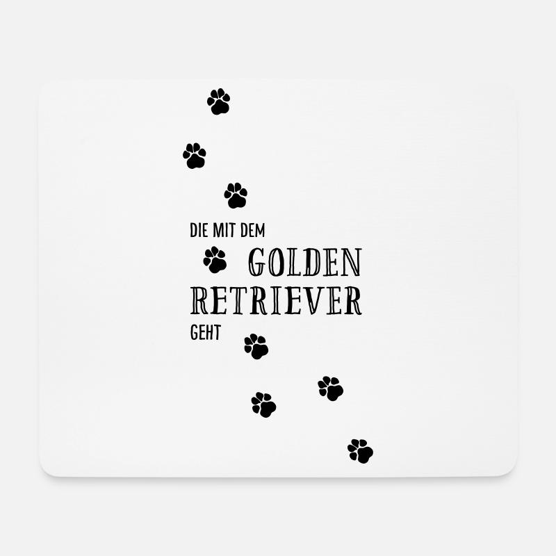 Die mit dem Golden Retriever geht - Hundepfoten - Mousepad (Querformat) - Weiß
