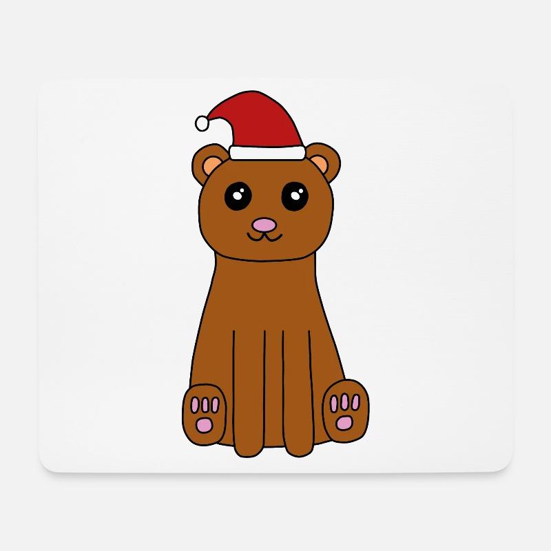 Bär feiert Weihnachten - Mousepad (Querformat) - Weiß