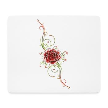 Filigranes Tribal mit Rosenblüte, rose - Mousepad (Querformat) - Weiß - Vorne