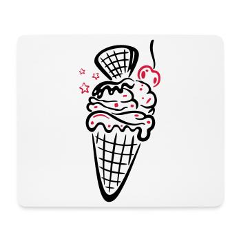 Ice cream with waffle, cherry and stars - Mouse Pad (horizontal) - white - Front