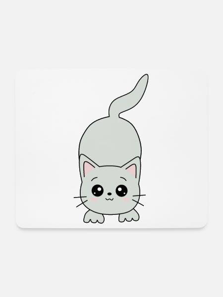 Kawaii Katze - Mousepad (Querformat) - Weiß
