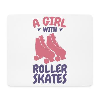 Ein Mädchen mit Rollschuhen - Mousepad (Querformat) - Weiß - Vorne