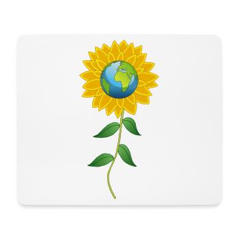 Planète Terre et fleur de tournesol - Tapis de souris (format paysage) - blanc - Devant