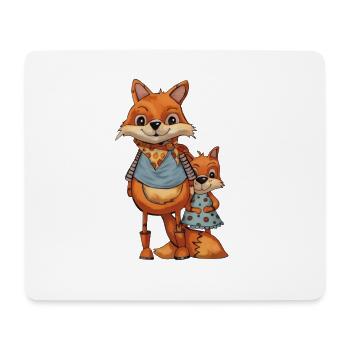 Fox family in colorful outfits - Mouse Pad (horizontal) - white - Front