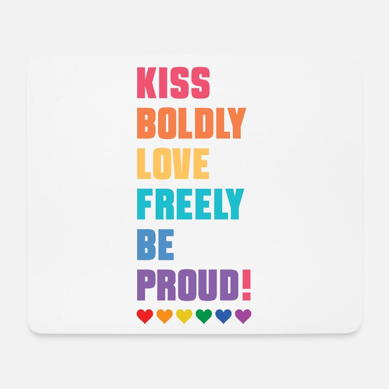 LGBTQ Pride Month - Mutig küssen, frei lieben - Mousepad (Querformat) - Weiß