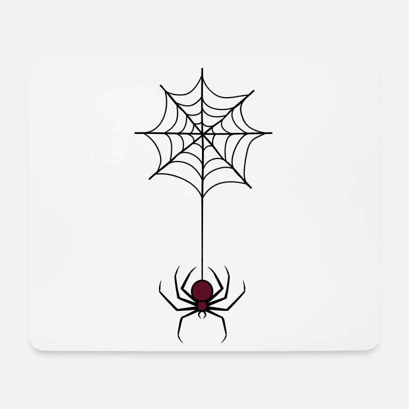 Gruselige Halloween-Spinne im Netz - Mousepad (Querformat) - Weiß