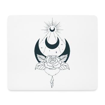Mystical moon aesthetic with flower - Mouse Pad (horizontal) - white - Front